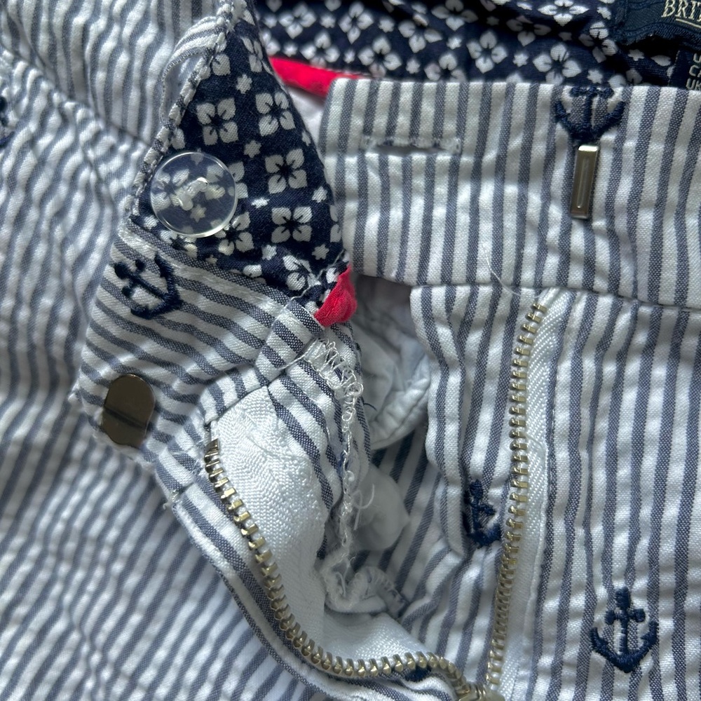 BRITISH KHAKI Nautical Pinstripe Seersucker Chino Shorts Coastal Preppy Resort 6 - Picture 5 of 11